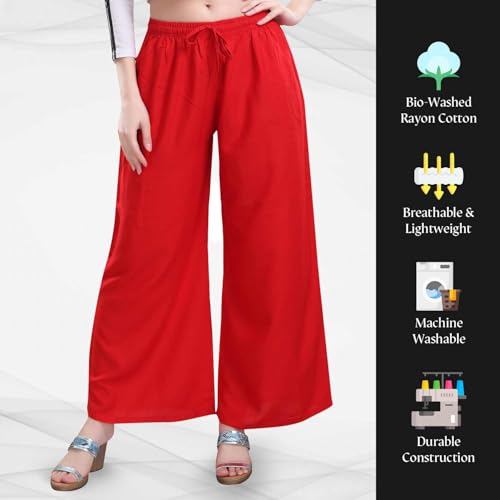 Image of TRASA Women's and Girls Cotton Reyon Regular Fit Palazzo Pants - Available Size - L, XL, 2XL, 3XL