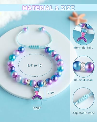Mermaid Birthday Bracelets- 4th 5th 6th Birthday Gifts for Daughter Granddaughter Niece3
