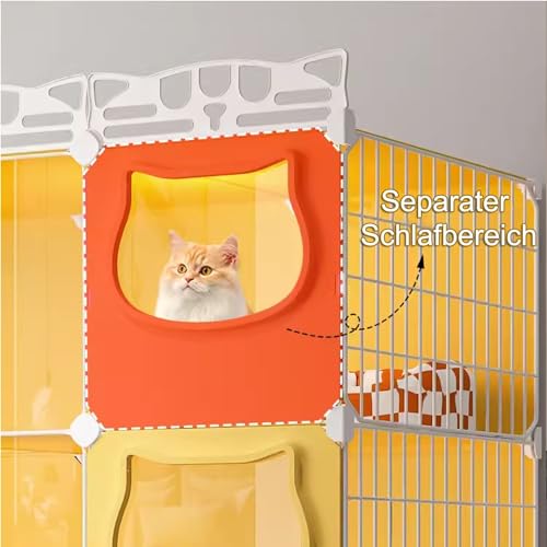 Casa para gatos interior con caja de arena cerrada y 3 niveles para pisos 3