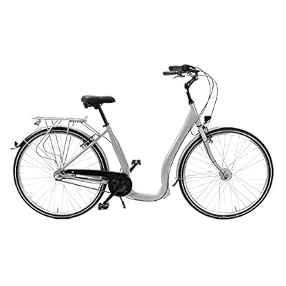 28 Zoll Alu Fahrrad City Bike Damen 3 Gang Nabenschaltung Tiefeinsteiger Grau