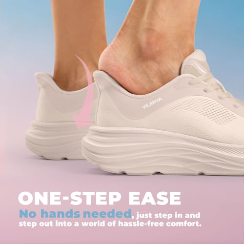 Image of Vilanva Women's Comfortable Walking Shoes Cushion Running Tennis Shoes Non-Slip Workout Gym Athletic Breathable Trendy Fashion Sneakers
