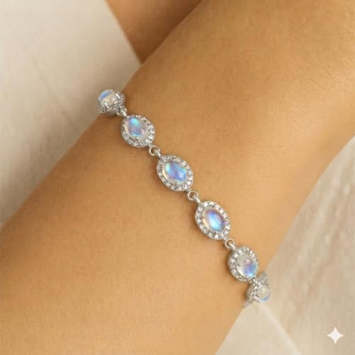 Bracelet pierre de lune réglable en argent contre les bijoux fragiles