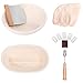 Set da 2 cestini per lievitare il pane, 25 cm ovali e 25 cm rotondi, 2 cestini per lievitare in rattan naturale con pane zoppo + raschietto per pasta + fodera in lino - Strumenti per fare il pane