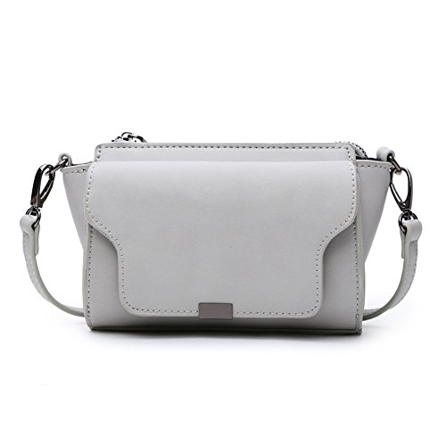 Sac à main unique épaule diagonale rétro en cuir synthétique gris