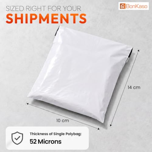 Image of BonKaso 10x14 Inch Poly Courier Bags with POD | 55 Mic Tamper-Proof Self-Seal Plastic Packaging Envelopes for Shipping, E-Commerce & Delivery - Secure Mailers (Pack of 200)