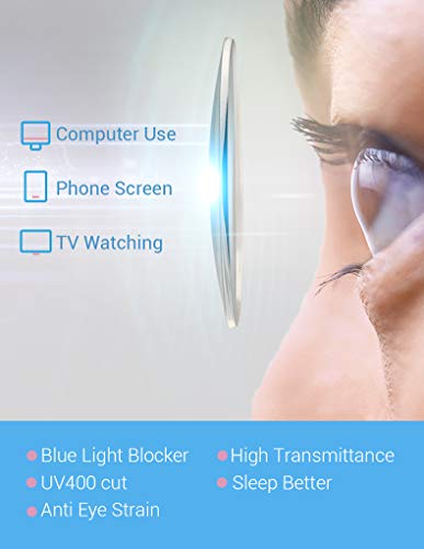 Firmoo Blue Light Blocking Glasses Women Men, Anti Eye Strain Anti Headache, Retro Round Metal Computer Glasses for Digital Devices, Metal Frame Eyeglasses (Rose Gold Frame) - Thumbnail 6