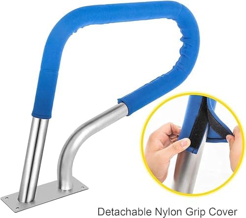 Pool Handrail Railing Stainless Steel with Base Plate Indoor Outdoor PoolsStainless Steel Safety Pool Handrail for Indoor and Outdoor Swimming Pools, Rust-Proof Deck Grab Bar for Enhanced Po