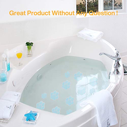 24 Pcs Waterproof Non-Slip Dog Footprint Stickers With Scraper For Bathtub Tub Stairs Kitchen Shower Room Treads Bathroom Floor Appliques,Self-Adhesive Anti-Slip Decals Sticker Pack(Dog Paw-Blue) #TOP6