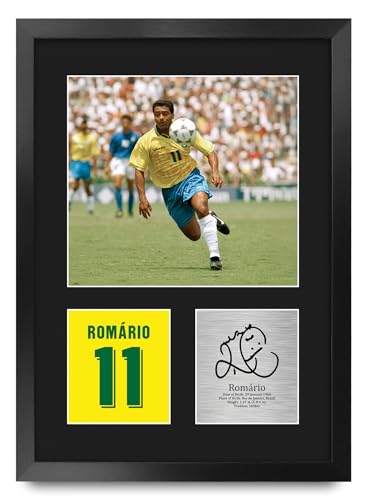 HWC Trading Romario Brazil Regalos Impresos Imagen De Autógrafo Firmado Para Los Aficionados Al Fútbol Y Partidarios - A3 Retrato Enmarcado