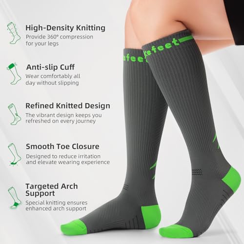 Image of Medical Compression Socks for Men & Women, 3 Pairs 20-30mmHg Knee High Graduated Compression Stockings for Circulation, Swelling, Varicose Veins, Flying, Travel, Nurses, Running, Pregnancy