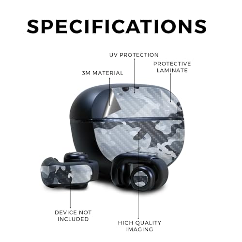 Image of Carbon Fiber Skin Compatible with Bose Ultra Open Earbuds - Gray Camouflage - Premium 3M Vinyl Protective Wrap Decal Cover - Easy to Apply | Crafted in The USA by MightySkins