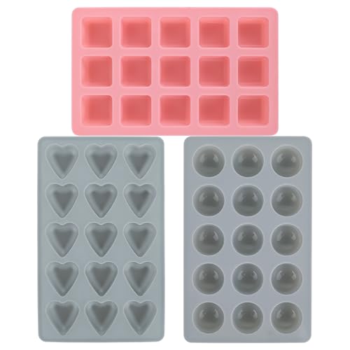 3 St&uuml;ck Schokoladenform Silikon Herzform Silikonform Halbkugel Quadrat S&uuml;&szlig;igkeiten Formen, Schokoladenformen, Pralinenform Silikon Antihaft Eisw&uuml;rfelform f&uuml;r Kuchen Gelee Pudding S&uuml;&szlig;igkeiten