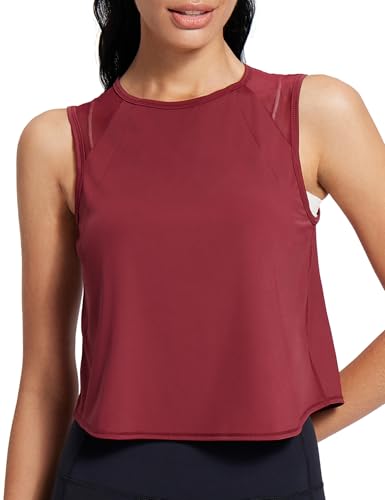 Crop Workout Tops for Women Tank Athletic Running Shirts Mesh Yoga Tops Gym Sleeveless Clothes2