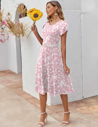 Image of ZEAGOO Womens Casual Dresses for Summer Short Sleeve Flare Midi Dress Loose Flowy Beach Sundress