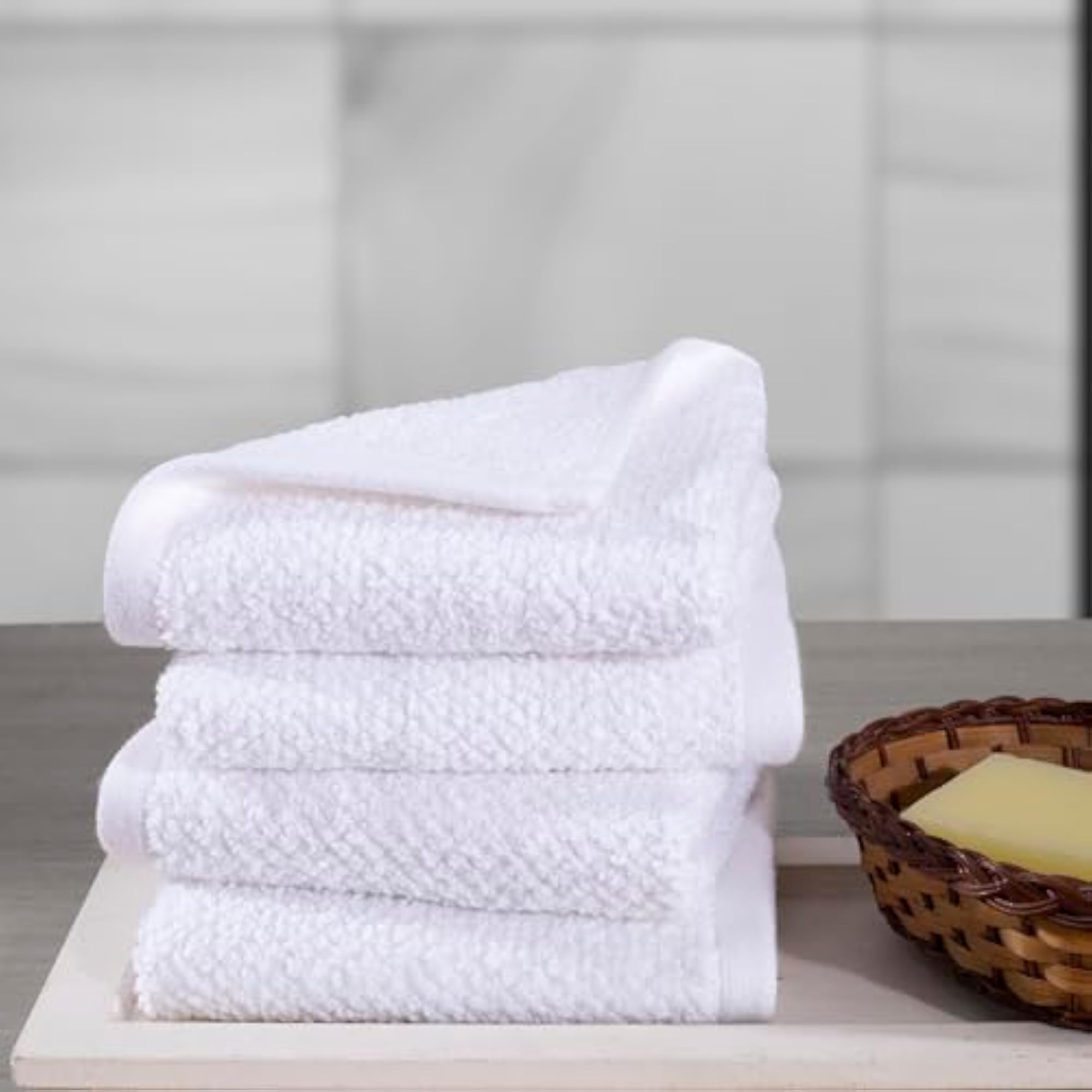 Cotton Windsor Face Towel Set of 4, White