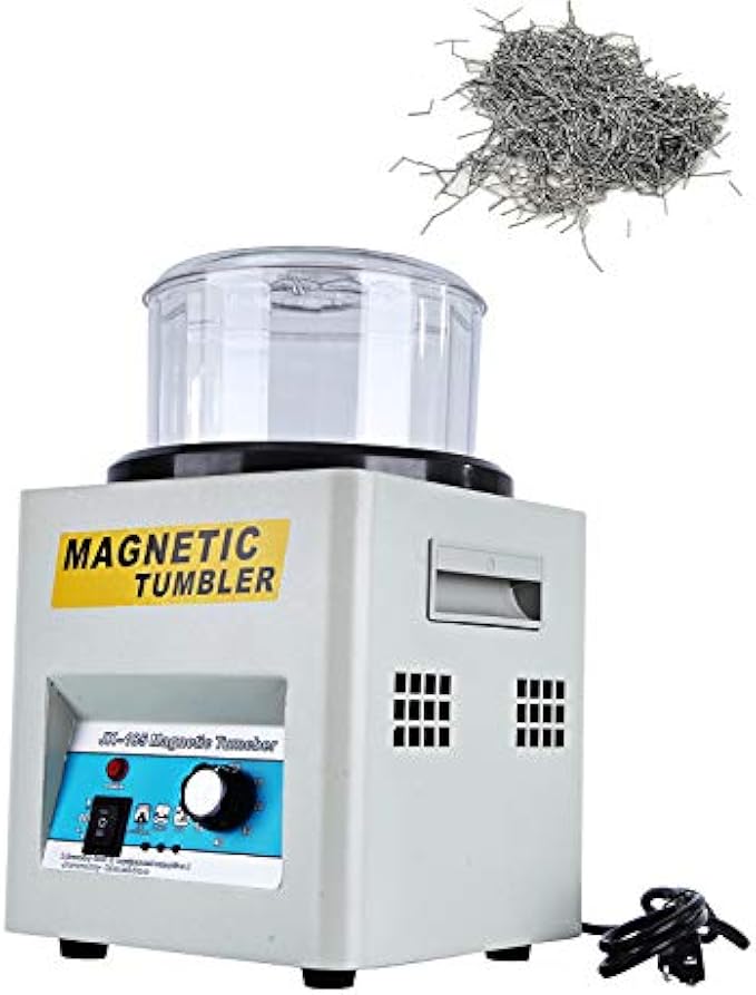 BEAMNOVA Magnetic Tumbler Jewelry Polisher with Lid 180mm 2000 RPM 1-60 Minutes Timed One-way Rotation/Double Roll