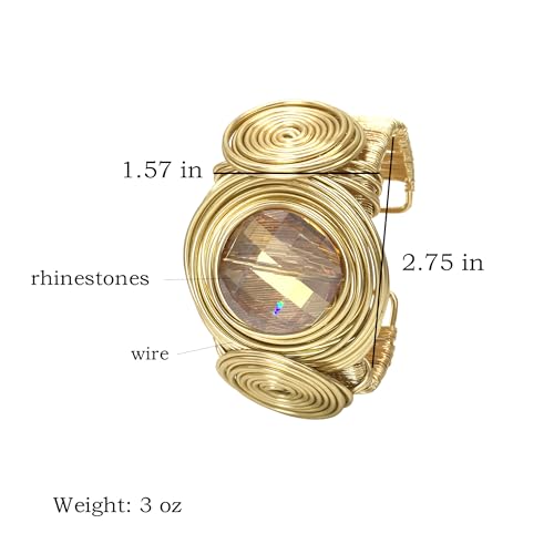 Chunky African Bracelets For Women Colorful Gold Wire Wide Sparkly Rhinestone Bangle Tribal Fashion Clothes Jewelry2