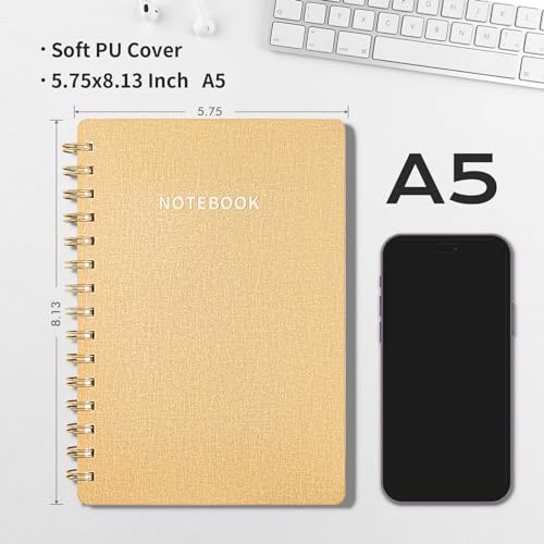 Image of Spiral Notebook-5.75 inch x 8.125 inch College Ruled Journal with Inner Pockets and 160 Pages,PU Leather Cover Business Journal, Twin-Wire Binding Notebook Perfect for Office & Home School Supplies 3 pack Brown /Khaki /Violet
