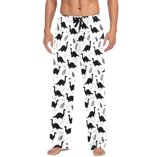 Mens Cotton Pajama Pants Sleep Lounge Pj Bottoms Sleepwear with Pockets Drawstring S Dinosaur2