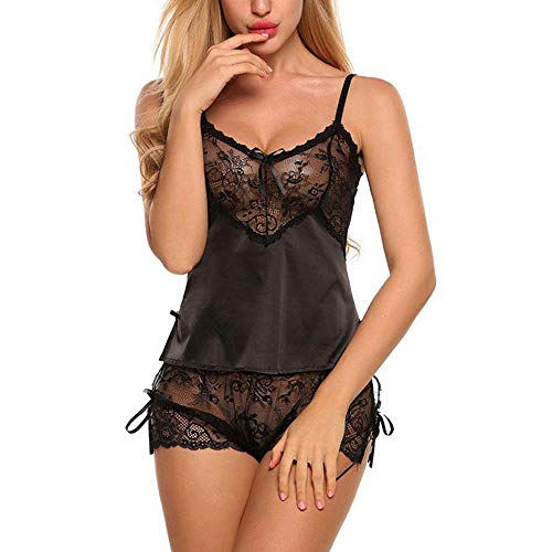 GMDNS Lingerie2 Piezas Mujer Sexy Satén Encaje Ropa De Dormir Babydoll Lencería Sin Mangas Camisola Ropa De Dormir Conjunto-01_XXL GMDNS Lingerie2 Piezas Mujer Sexy Satén Encaje Ropa De Dormir Babydoll Lencería Sin Mangas Camisola Ropa De Dormir Conjunto-01_XXL