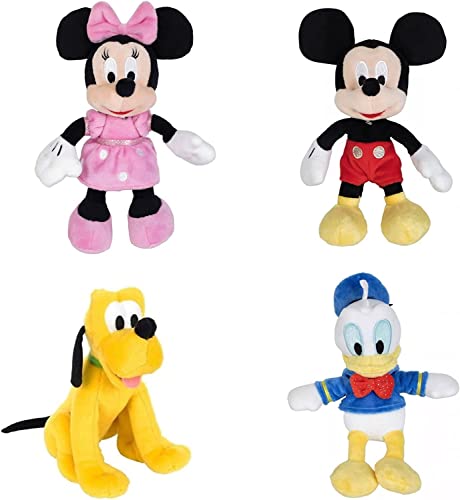 Simba Toys Disney Mickey et Ses Amis Lot de 4 Peluches 20 cm - Minnie Mickey Pluto & Donald Duck