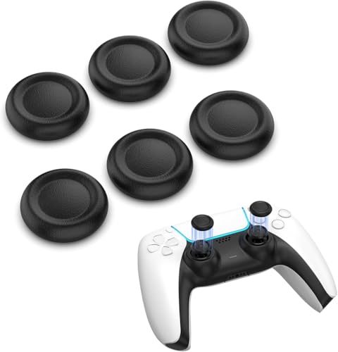 Image of Meyaar Joystick Replacement Caps for PS5 Controller, Thumb Grip Joystick Replacement Cap Repair Accessories Compatible with PS5 & PS4 Controllers - Pack of 6 (Classic Black (Natural Grip))