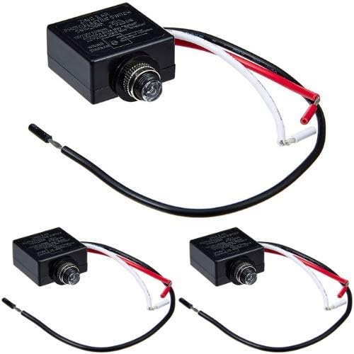 120 Volt Dusk to Dawn Photocell Photoeye Light Sensor Switch, Auto On/Off, Use with Fluorescent, Incandescent or LED Bulbs, Use in Light Posts and Poles (Pack of 3)