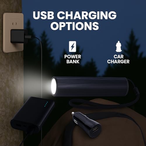 Image of Rechargeable LED Torch Light 400 Meter Long Range Beam USB Charging Adjustable Head Durable Metal Body Ideal for Home Outdoor Camping & Travel