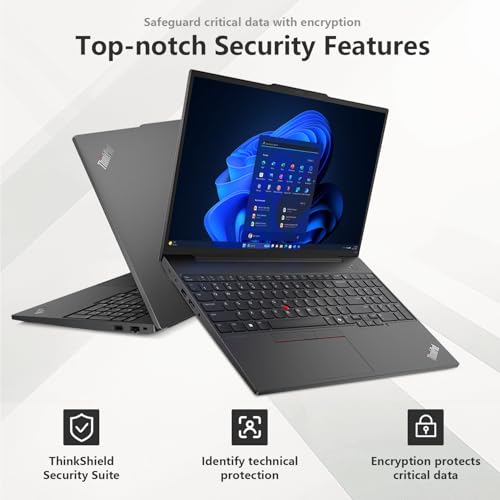 Image of Lenovo ThinkPad E16 Gen 2 Business Laptop, 16 inch FHD+, AMD Ryzen 7 7735U, 16GB DDR5 RAM, 1TB SSD, Fingerprint, Backlit Keyboard, HDMI, Wi-Fi 6, Windows 11 Pro, Black, w /Bundle