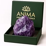 Anima Amethyst Crystal - Large 1.6-2' Deep Purple Natural Raw Amethyst Stone for Peace, Clarity, Sleep & Intuition - Ethically Sourced, Presented in Elegant Gift Box