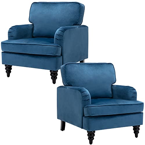 DM Furniture Modern Accent Chair Set of 2 Velvet Armchairs