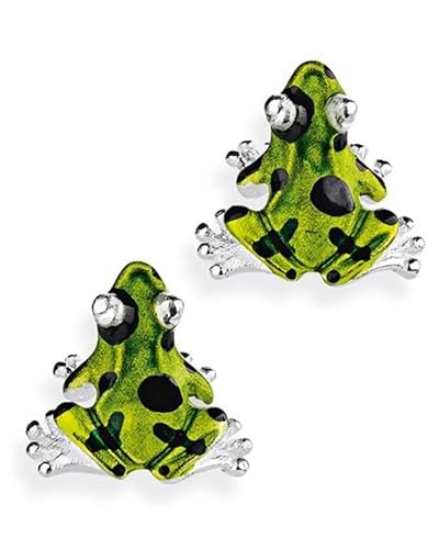 Drachenfels Luxus Ohrringe Giftpfeilfroschkönig in Echtsilber/Ohrstecker Silber 925 Sterling nickelfrei/Elegante Design Ohrringe für Damen/D GFR 20-1/AG