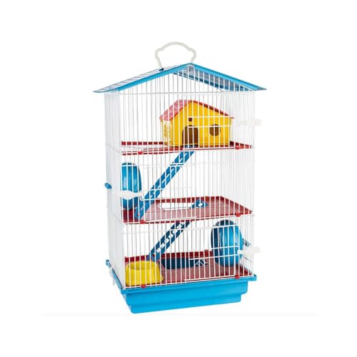 JEL PLAST GAIOLA HAMSTER 3 ANDARES COMPLETA TETO PLÁSTICO, VERMELHO; AZUL, GRANDE