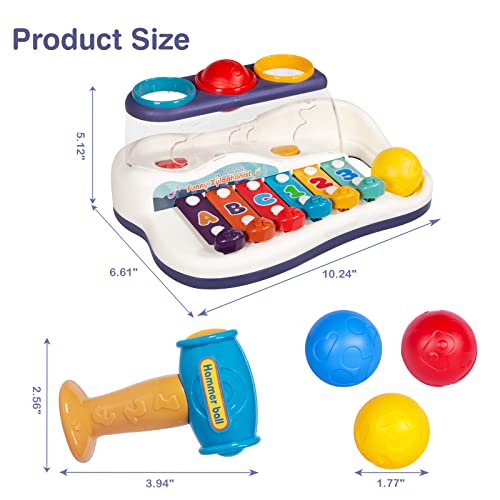 Pragym Montessori Toys For 1 Year Old, 2 In 1 Hammer Pounding & Musical Xylophone Toys, Baby Sensory Toys For Toddler 1-3, Learning & Educational Toys, Birthday Gifts For 1 2 3 Year Old Girl Boy #TOP6