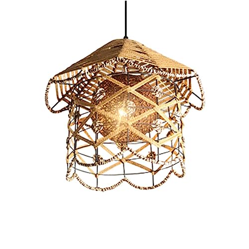 Plafonnier suspension bambou E27 luminaire vintage pour salon et cuisine