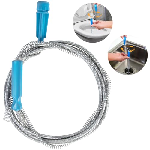 VFANDV Desatascador Tuberías, 300cm x 6mm Espiral de Limpieza de Tuberías Alambre Desatascador Tuberias Profesional Desatascador WC y Ducha Desatascador Fregadero Muelle Desatascador (Azul)