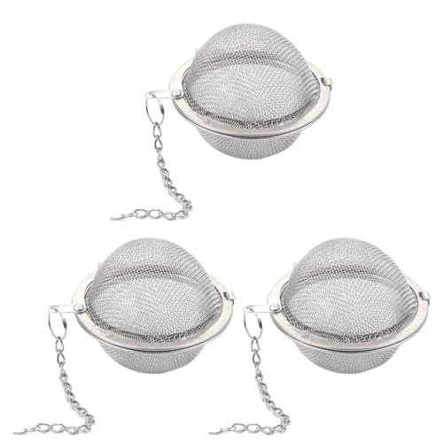 Bolas Infusor, Bolas De Infusor De Colador De Té, 3 Piezas Coladores de Té de Acero Inoxidable, con Gancho de Cadena Extendido y Malla Extrafina, Ø 4,5cm