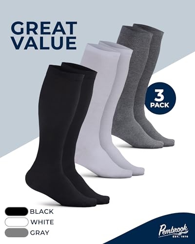 Image of Pembrook Cotton Light Compression Socks for Women & Men - 3 Pairs | 8-15 mmHg Comfort Compression Socks for Men & Women