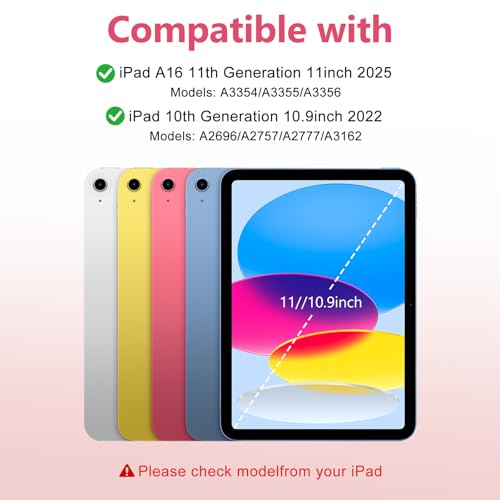 Image of besky Keyboard Case for iPad A16 11th /10th Gen 11 /10.9 Inch, 360 Rotatable | Detachable Keyboard with Magnetic Cover & Pencil Holder, Compatible with iPad 11 2025 and iPad 10 2022, Watermelon Red