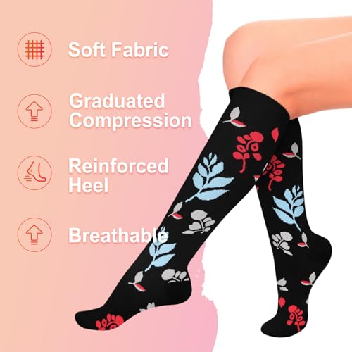 Image of Iseasoo 4 Pairs Compression Socks for Women Circulation-Best Support for Nurses,Running,Athletic,Travel