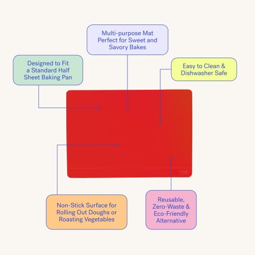 Gir: Get It Right Premium Silicone Baking Mat - Non-Stick, Heat Resistant For Cooking, Baking, And Mixing - Half Sheet, Red #TOP1