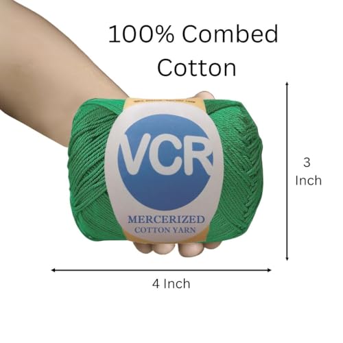 Image of VCR 4 Ply Hunter Green 100% Mercerized Cotton Yarn, 60 Grams Hank, 190 Meters Length, Cotton Combed Ball, Smooth and Glossy Crochet Yarn for Crochet and Knitting, Pack of 1, Suitable for DIY Crafts