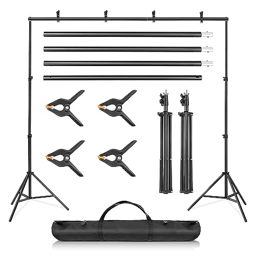 Supernic Adjustable Backdrop Stand Kit - 2 * 3m (6.5 * 9.8ft) Photo Background Support System with Carrying Bag and 4 Clamps - Ideal for Photography and Video Studio
