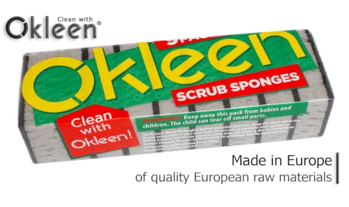 Image of Grey Multi Use Scrub Sponges. Made in Europe. 9 Pack, 4.3x2.8x1.4 inches. Best Odorless Durable Heavy Duty Scrubber for Kitchen and Household Cleaning