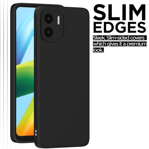 Image of Outlouders Back Cover for Redmi A1 / Redmi A2 | Camera Protection | Durable Soft Matte Silicone Bumper Case (Black)