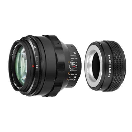 TTArtisan 75mm F1.5 M42�}�E���g �����Y ���邮��{�P �t���T�C�Y ���]�� ����a �P�œ_ �����Y + �j�R��Z�}�E���g�ϊ��A�_�v�^�[ SHOTEN M42-NZ �������w
