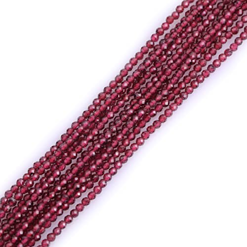 Image of Gem-Inside 2mm Natural Red Garnet Quartz Real Crystal Gemstone Faceted Spacer Beads for Jewelry Making Strand 15''