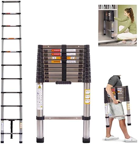 Telescoping Ladder 10 FT Extension Ladder Roof Ladder, Stainless Steel Telescopic Extension Ladder Attic Ladder, Multi Purpose Collapsible Ladders for Household Daily & Ceiling, 330 Lb Capacity-EN131 Telescoping Ladder 10 FT Extension Ladder Roof Ladder, Stainless Steel Telescopic Extension Ladder Attic Ladder, Multi Purpose Collapsible Ladders for Household Daily & Ceiling, 330 Lb Capacity-EN131