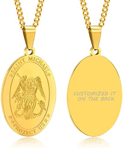 VNOX Saint Christopher Medal Necklace for Men, St Michael Protect Us Amulet Pendant Stainless Steel Catholic Patron Saints Charm Necklaces Religious St Jewelry for Mens Boys