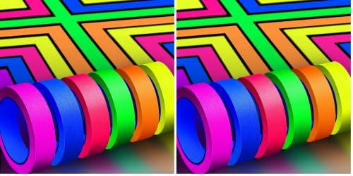 Image of Whaline 6 Neon Colors Gaffer Cloth Tape, 1 Inch x 60 Ft (Pack of 2)